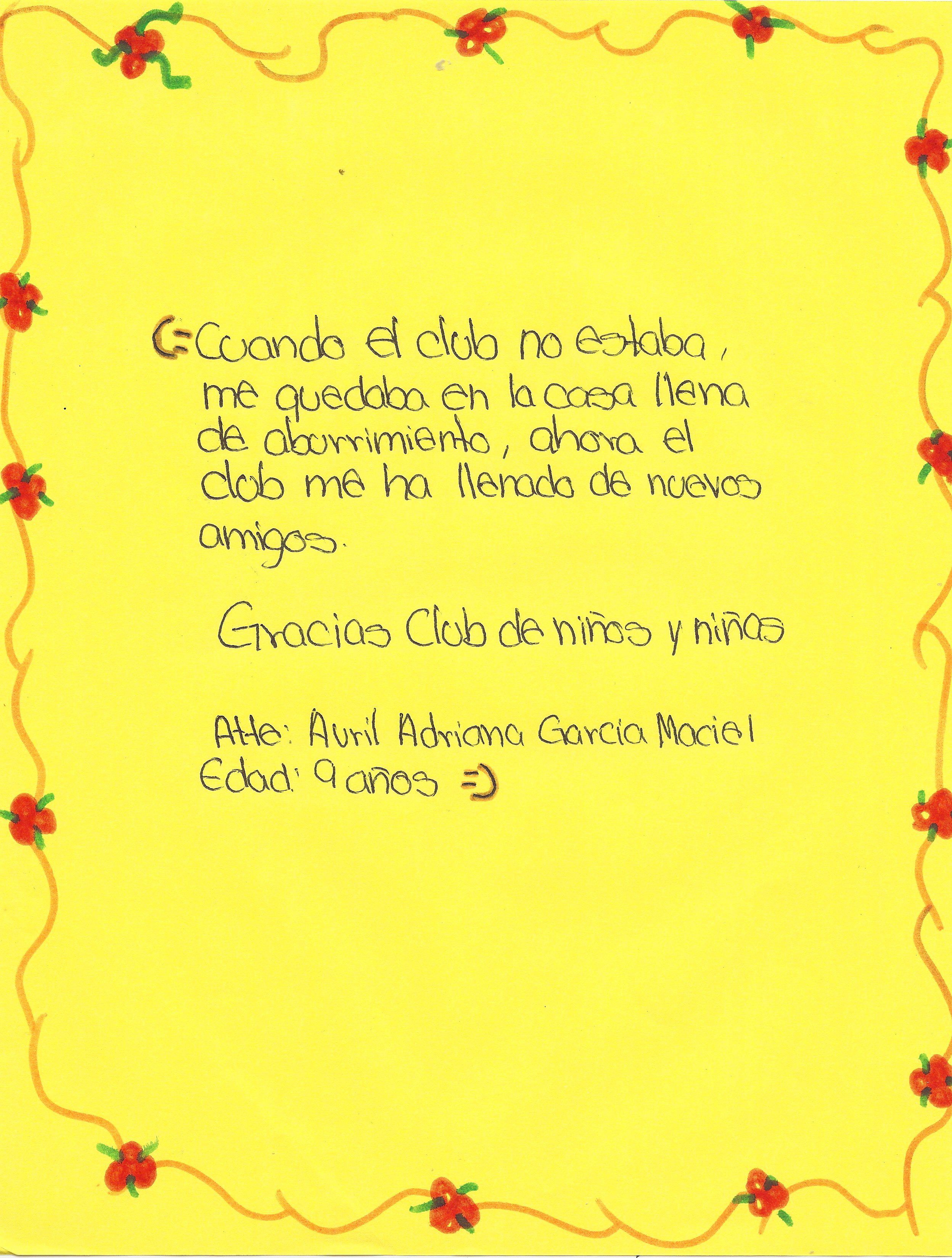 Carta de Avril Adriana